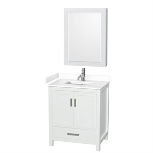 Wyndham Collection Sheffield 30&quot Metal Single Bathroom Vanity in Chrome/White