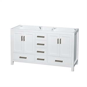 Wyndham Collection Sheffield 59&quot No Mirror Wood Double Bathroom Vanity in White