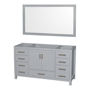Wyndham Collection Sheffield 59&quot Mirror Wood Single Bathroom Vanity in Gray