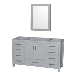 Wyndham Collection Sheffield 59&quot Cabinet Wood Single Bathroom Vanity in Gray