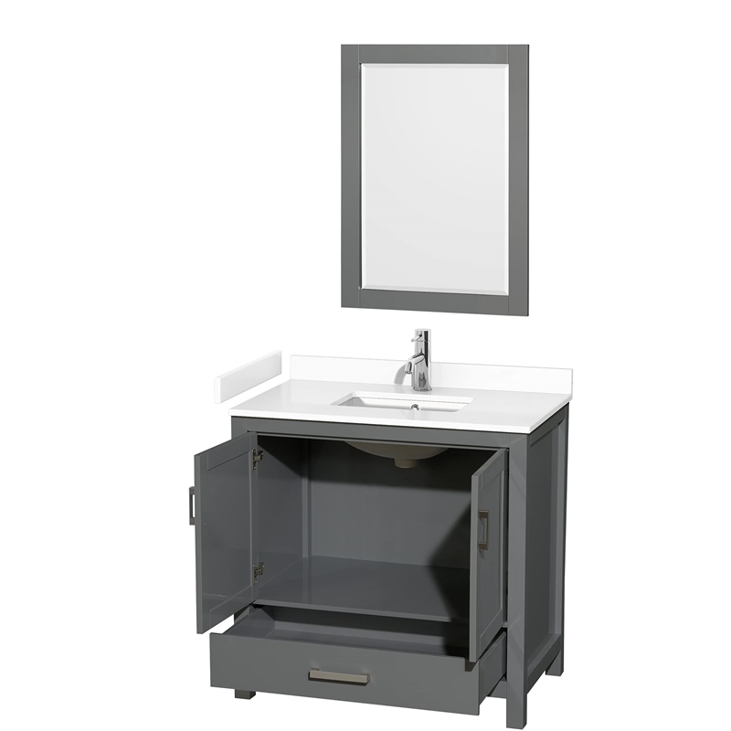 Wyndham Collection Sheffield 36 Inch Wood Single Bathroom Vanity in Dark Gray