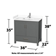 Wyndham Collection Sheffield 36 Inch Wood Single Bathroom Vanity in Dark Gray