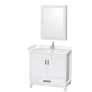 Wyndham Collection Sheffield 36&quot Cabinet Wood Single Bathroom Vanity in White
