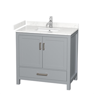 Wyndham Collection Sheffield 36&quot No Mirror Wood Single Bathroom Vanity in Gray