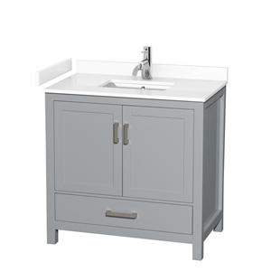 Wyndham Collection Sheffield 36&quot Solid Wood Single Bathroom Vanity in Gray