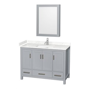Wyndham Collection Sheffield 48&quot Wood & Metal Single Bathroom Vanity in Gray