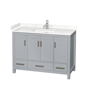 Wyndham Collection Sheffield 48&quot Metal & Wood Single Bathroom Vanity in Gray