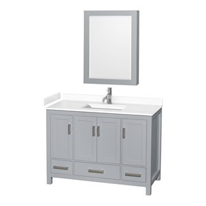Wyndham Collection Sheffield 48&quot Cabinet Wood Single Bathroom Vanity in Gray