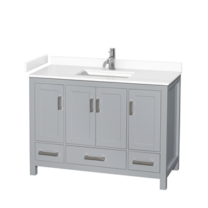 Wyndham Collection Sheffield 48&quot No Mirror Wood Single Bathroom Vanity in Gray
