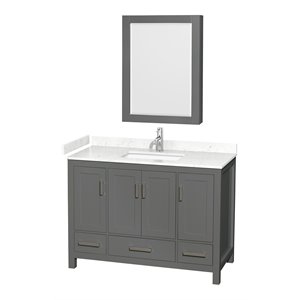 Wyndham Collection Sheffield 48&quot Wood Single Bathroom Vanity in Chrome/Dark Gray