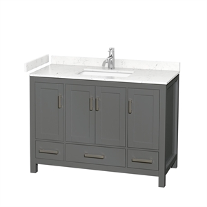 Wyndham Collection Sheffield 48&quot Solid Wood Single Bathroom Vanity in Dark Gray