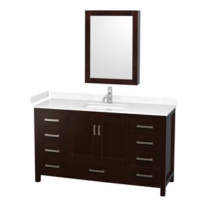 Wyndham Collection Sheffield 60&quot Wood Single Bathroom Vanity in Chrome/Espresso