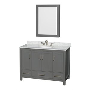 Wyndham Collection Sheffield 48&quot Wood Single Bathroom Vanity in White/Dark Gray