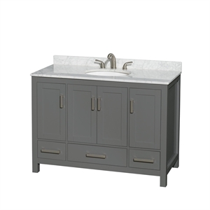 Wyndham Collection Sheffield 48&quot Metal Single Bathroom Vanity in Dark Gray/White