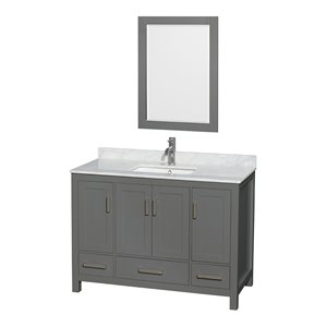 Wyndham Collection Sheffield 48&quot Metal Single Bathroom Vanity in White/Dark Gray