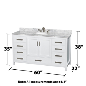 Wyndham Collection Sheffield 60&quot Marble Single Bathroom Vanity in White/Chrome