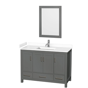Wyndham Collection Sheffield 48&quot Wood/Metal Single Bathroom Vanity in Dark Gray