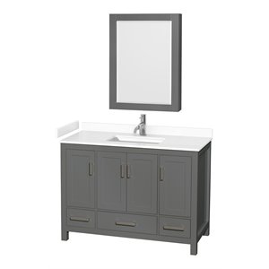 Wyndham Collection Sheffield 48&quot Metal/Wood Single Bathroom Vanity in Dark Gray