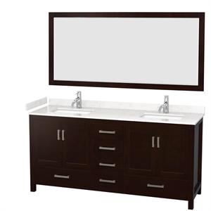 Wyndham Collection Sheffield 72&quot Mirror Wood Double Bathroom Vanity in Espresso