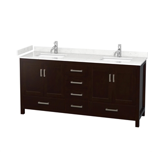 Wyndham Collection Sheffield 72&quot Wood Double Bathroom Vanity in Espresso/Chrome