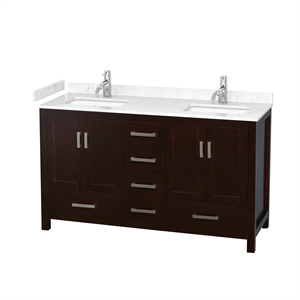 Wyndham Collection Sheffield 60&quot Metal Double Bathroom Vanity in Chrome/Espresso