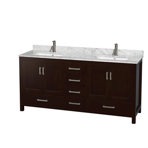 Wyndham Collection Sheffield 72&quot Metal & Wood Double Bathroom Vanity in Espresso