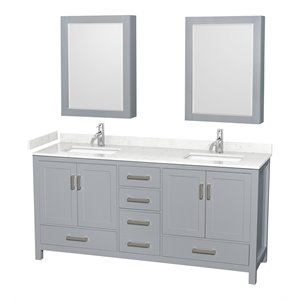Wyndham Collection Sheffield 72&quot Cabinets Wood Double Bathroom Vanity in Gray