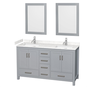 Wyndham Collection Sheffield 60&quot Wood Double Bathroom Vanity in Gray/Chrome
