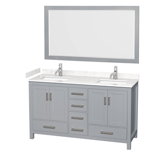 Wyndham Collection Sheffield 60&quot Wood Double Bathroom Vanity in Chrome/Gray