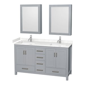 Wyndham Collection Sheffield 60&quot Metal Double Bathroom Vanity in Gray/Chrome
