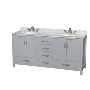 Wyndham Collection Sheffield 72&quot Metal Double Bathroom Vanity in Gray/White