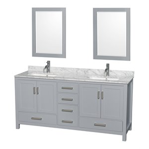 Wyndham Collection Sheffield 72&quot Metal Double Bathroom Vanity in White/Gray