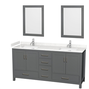 Wyndham Collection Sheffield 72&quot Wood Double Bathroom Vanity in Dark Gray/Chrome