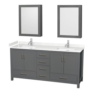 Wyndham Collection Sheffield 72&quot Metal Double Bathroom Vanity in Dark Gray