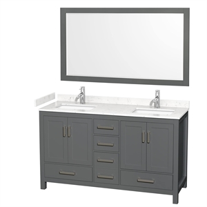 Wyndham Collection Sheffield 60&quot Wood Double Bathroom Vanity in Chrome/Dark Gray