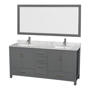 Wyndham Collection Sheffield 72&quot Wood/Metal Double Bathroom Vanity in Dark Gray