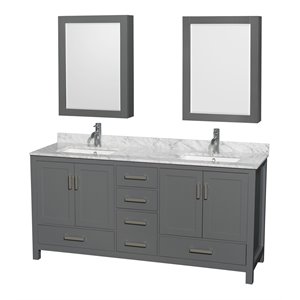 Wyndham Collection Sheffield 72&quot Metal/Wood Double Bathroom Vanity in Dark Gray