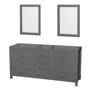 Wyndham Collection Sheffield 71&quot Wood Double Bathroom Vanity in Dark Gray