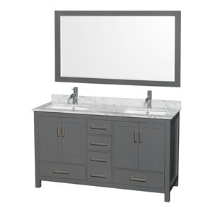 Wyndham Collection Sheffield 60&quot Metal Double Bathroom Vanity in Dark Gray