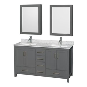 Wyndham Collection Sheffield 60&quot 4-door Wood Double Bathroom Vanity in Dark Gray