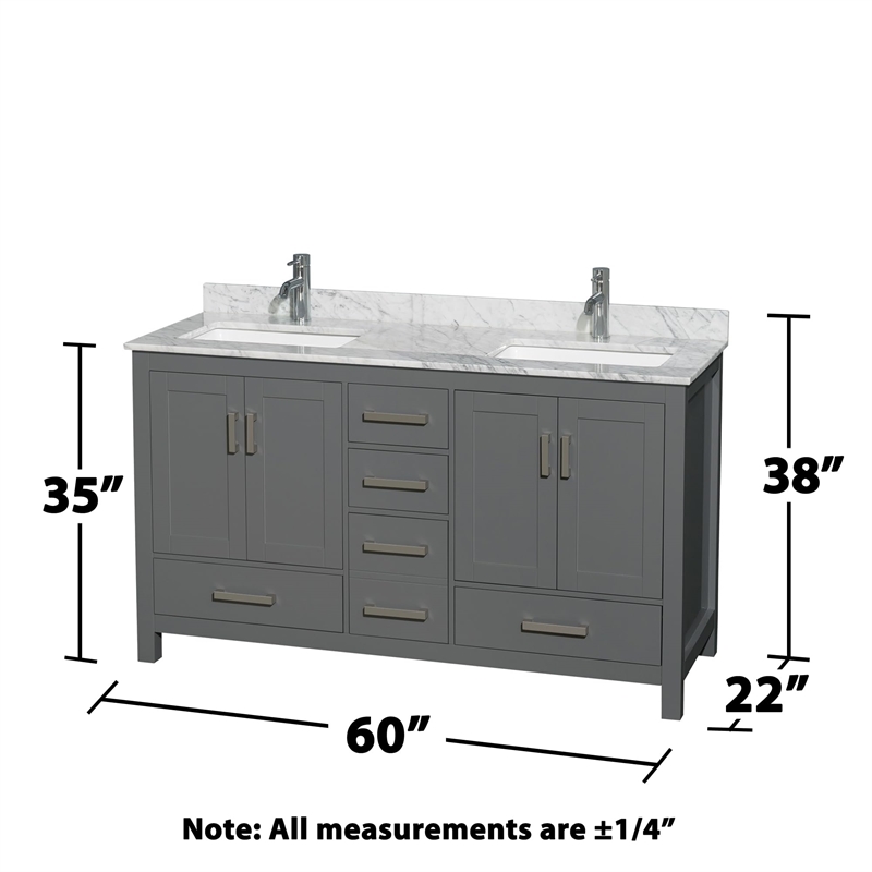 Wyndham Collection Sheffield 60 Inch Wood Double Bathroom Vanity in Dark Gray