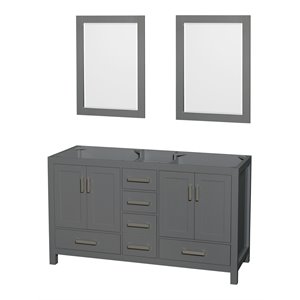 Wyndham Collection Sheffield 59&quot Wood Double Bathroom Vanity in Dark Gray/Chrome