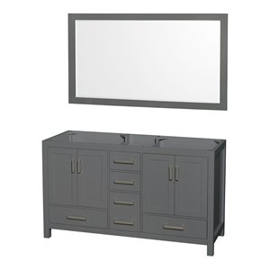 Wyndham Collection Sheffield 59&quot Metal Double Bathroom Vanity in Dark Gray