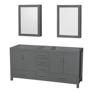 Wyndham Collection Sheffield 71&quot Metal Double Bathroom Vanity in Dark Gray