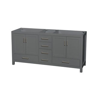 Wyndham Collection Sheffield 71&quot Solid Wood Double Bathroom Vanity in Dark Gray