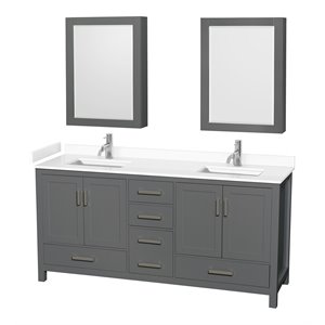 Wyndham Collection Sheffield 72 Inch Wood Double Bathroom Vanity in Dark Gray