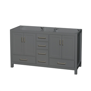 Wyndham Collection Sheffield 59&quot Wood Double Bathroom Vanity in Dark Gray