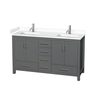 Wyndham Collection Sheffield 60&quot Wood Double Bathroom Vanity in Dark Gray