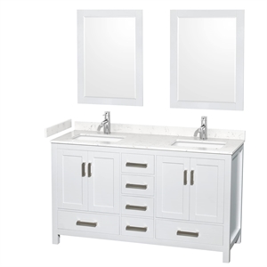 Wyndham Collection Sheffield 60&quot Wood Double Bathroom Vanity in White/Chrome