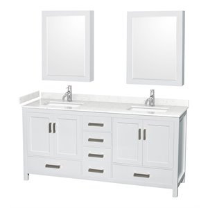 Wyndham Collection Sheffield 72&quot Cabinets Wood Double Bathroom Vanity in White